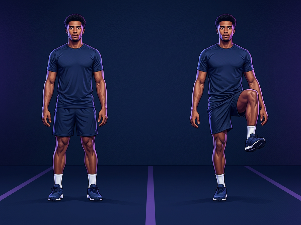 Illustrated starting and finishing positions for The Thigh